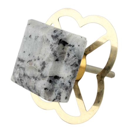 Grey Black Square Stone Cabinet Knob